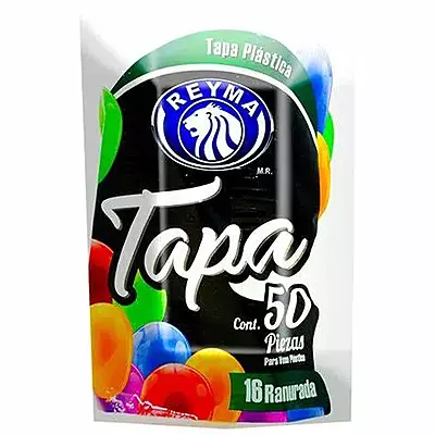 REYMA TAPA PLASTICO 16 OZ RANURADA 50 PZAS