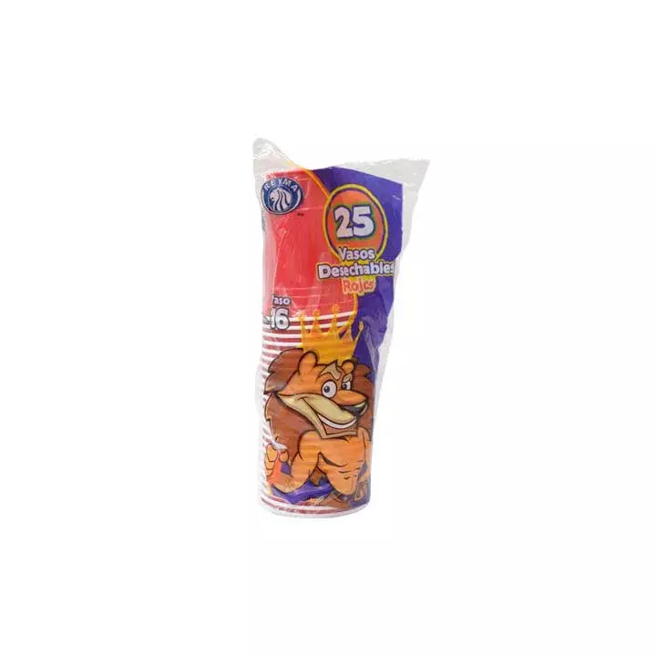 REYMA VASO PLASTICO 16 OZ 16EU ROJO 25 PZAS
